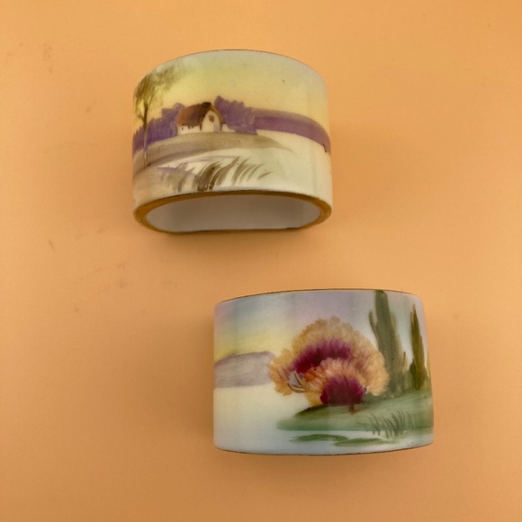 Nippon Other - Vintage Nippon Hand Painted Napkin Rings - Set of Two